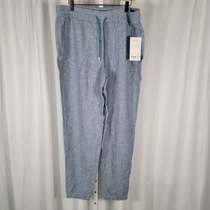 New ATHLETA Retreat Linen Jogger Pants Women Sz 16 Tall Blue pull-on Plus Size